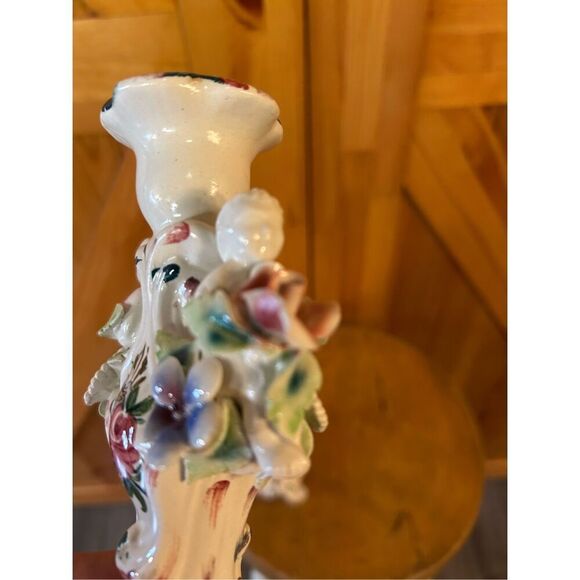 Antique Candle Holders Capodimonte Style Cherubs Made In Italy Hand Painted READ - Picture 14 of 16